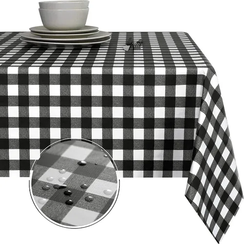 Vista 28 de Obstal Mantel 100% impermeable de PVC, mantel rectangular de vinilo a prueba de aceite y derrames, cubierta de mesa lavable para uso en exteriores e