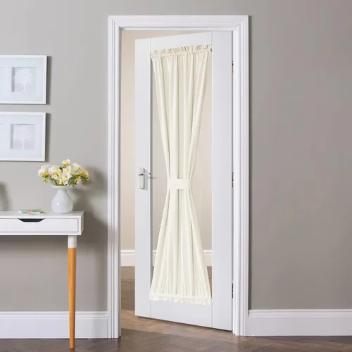 Vista 8 de NICETOWN Cortina negra de terciopelo para puerta de cocina/baño/patio/puerta corrediza de vidrio, aislante, con bolsillo para barra, insonorizante