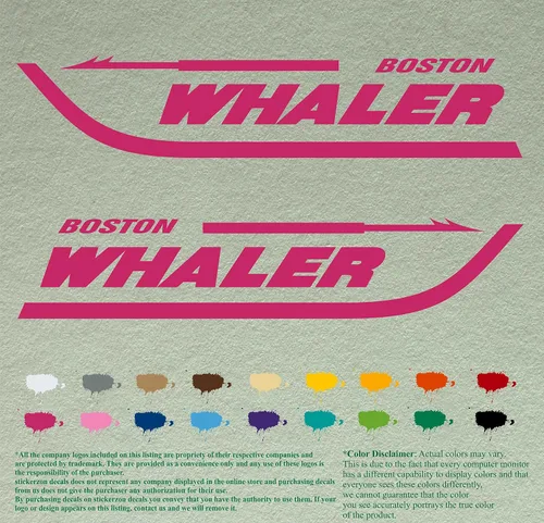 Vista 8 de Par de calcomanías Boston Whaler para barcos, calcomanías de vinilo, motor de barco, lote de 2, Negro 070