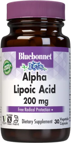 Vista 4 de Bluebonnet Ácido alfa lipoico de 200 mg – Potente suplemento antioxidante de apoyo nervioso – Para mujeres y hombres diario – Sin OMG, vegano