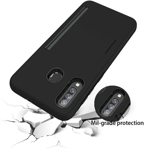 Vista 2 de Asuwish Funda para Samsung Galaxy A20 A30 A50 con protector de pantalla de vidrio templado y ranura para tarjetero, soporte para celular, Gaxaly
