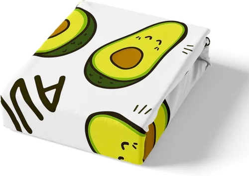 Vista 4 de Feelyou Juego de sábanas para niños con diseño de aguacate, ropa de cama bonita con frutas para niños y niñas, 1 sábana encimera y 1 sábana bajera