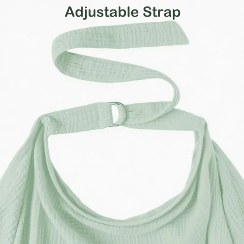Vista 2 de Funda de lactancia, cubierta de muselina para lactancia materna, suave y transpirable, 100% algodón con correa ajustable para el cuello, delantal