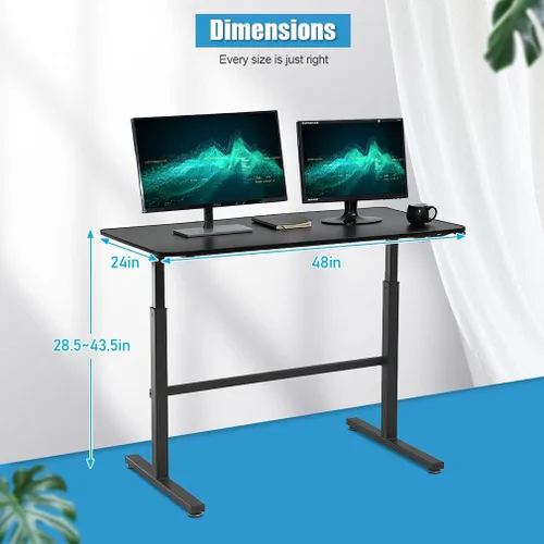 Vista 7 de PayLessHere Escritorio de pie de 48 pulgadas, escritorio para computadora, escritorio de oficina en casa con gran espacio, altura ajustable, diseño