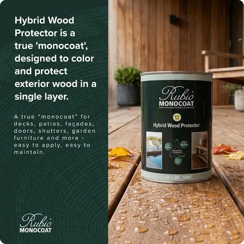Vista 3 de Rubio Monocoat Protector de madera híbrido de 300 pies cuadrados - Chocolate Acabado de aceite de madera exterior, color y protección UV