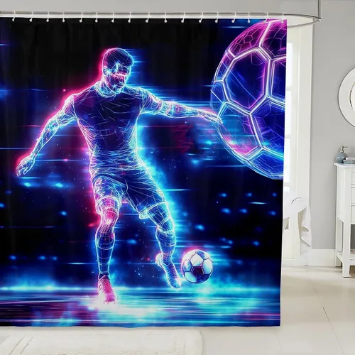 Vista 14 de Decorative White Baseball Shower Curtain Waterproof Polyester Fabric,Red Baseball Bat Bath Curtain Home Bathroom Decor Hanging Curtain with Hooks 72