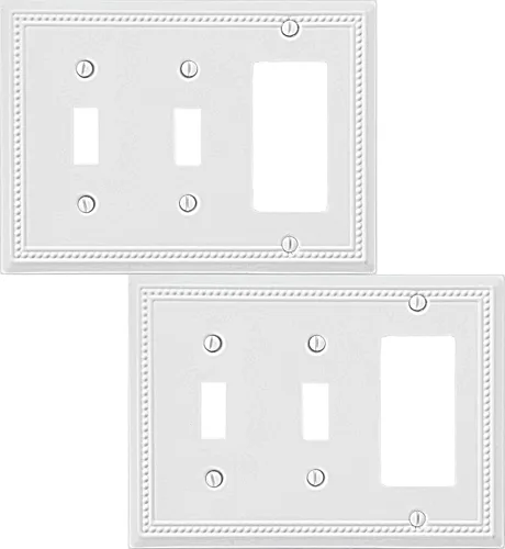 Vista 38 de OKAWYC Belaire - Cubierta para interruptor de luz de decoración individual, placa de pared de metal con cuentas, paquete de 4 unidades de bronce