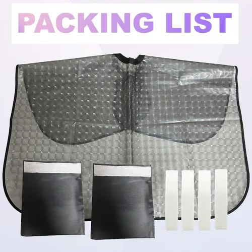 Vista 2 de Capa de ducha impermeable poscirugía para mastectomía con bolsillos de drenaje, mantiene las heridas secas durante el baño