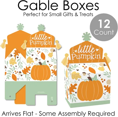 Vista 5 de Big Dot of Happiness Little Pumpkin - Caja de golosinas para fiestas – Fiesta de cumpleaños de otoño o baby shower – Juego de 12