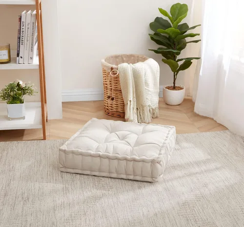 Vista 7 de Almohada de Piso Grande Cuadrada Acolchada Decorativa de 20" x 20" Tela de Terciopelo Sintético Relleno Ultra Grueso para Niños y Adultos, Paquete