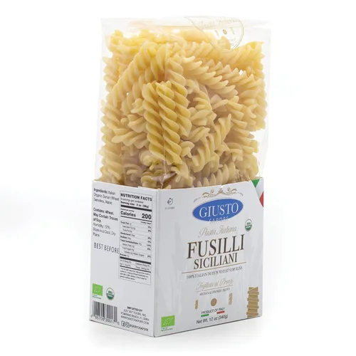 Vista 3 de Giusto Sapore Pasta italiana Fusilli Siciliani artesanal importada, bronce orgánico dibujado, 340 g (12 oz)