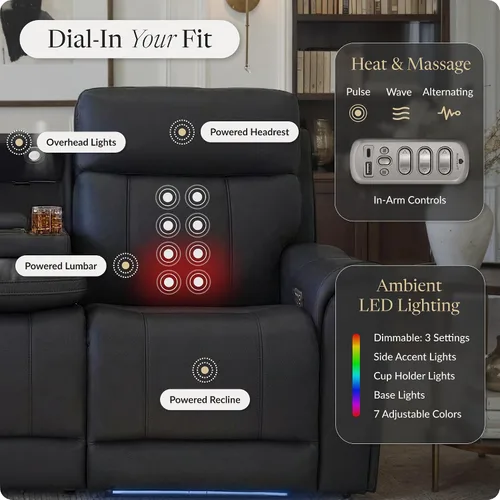 Vista 5 de Seatcraft Trivanta Home Theater Seating Black Sofa and Loveseat