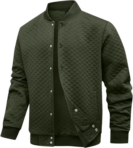 Vista 13 de Wizoat Chaqueta universitaria para hombre, chaqueta ligera casual con diseño de gofre, chaquetas bomber