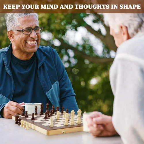 Vista 6 de Juegos de ajedrez magnéticos para niños y adultos, tablero de ajedrez de madera de 15 pulgadas con piezas, juego de ajedrez portátil de viaje