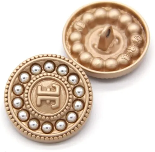 Vista 15 de 5 piezas de botones de oro con perlas de metal para mujer, botones para abrigo de suéter, decoración para ropa, accesorios de costura y manualidades