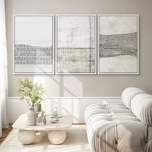 Vista 96 de SIGNWIN Lienzo enmarcado para pared, juego de arte neutro de bosque brumoso, ilustraciones en tono tierra, arte moderno, decorativo, bohemio