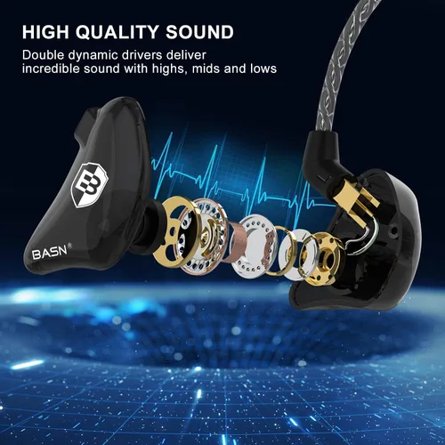 Vista 2 de BASN Bsinger BC100 - Auriculares con monitor de oído, ajuste universal, aislamiento de ruido, auriculares IEM para músicos, cantantes, audiófilos