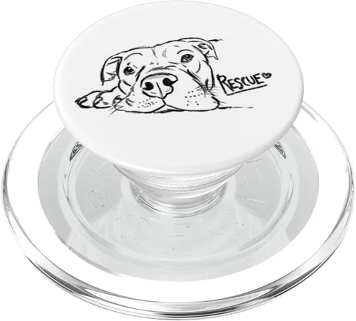 Vista 8 de Rescue Dog Sketch, Pit Bull Drawing, Adopt Don't Shop PopSockets Grip and Stand para teléfonos y tabletas