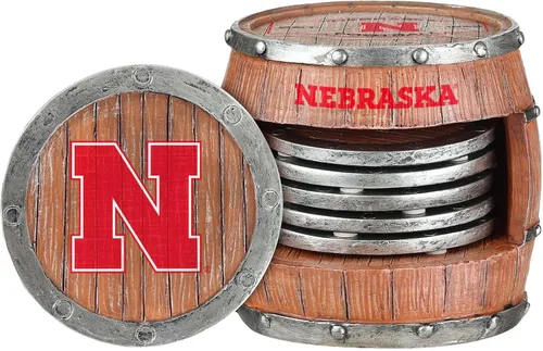 Vista 9 de FOCO NCAA College Team Logo 5-Pack Barril Bebida Bebida Coaster Set
