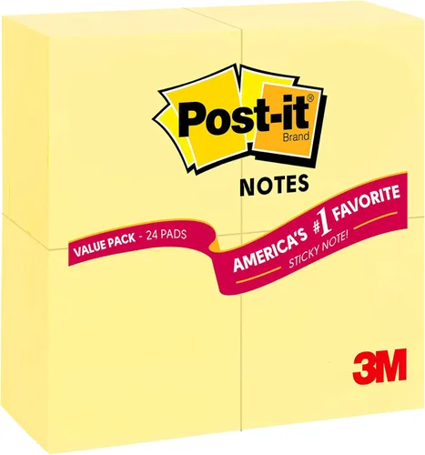 Vista 12 de Post-it Notas de 3 x 3 pulgadas, 2 blocs, notas adhesivas favoritas #1 de Estados Unidos, amarillo canario, eliminación limpia, reciclable (654)