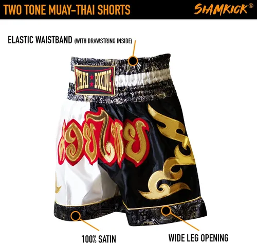 Vista 5 de SIAMKICK Pantalones cortos clásicos de Muay Thai para hombres y mujeres, boxeo, kickboxing, alto grado, artes marciales mixtas, ropa de entrenamiento