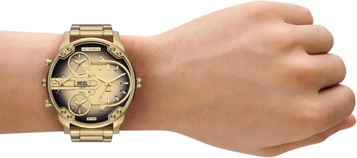 Vista 4 de Diesel Mr. Daddy 2.0 - Reloj de hombre con cronógrafo de tamaño extra grande y correa de acero inoxidable, silicona o cuero