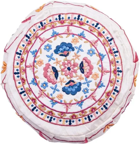 Vista 2 de Yair Emanuel Kippah Bukharan O Yemenita Bucharian Yarmulke Sombrero Judaica Mano BORIDEREY Flores Oriental Blanco borde