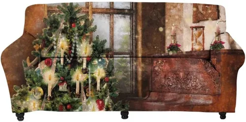 Vista 10 de Horeset Snowy Tree - Funda de sofá para 2 cojines, decoración del hogar, funda protectora de muebles para perro, impermeable y lavable Árbol nevado