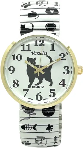 Vista 5 de VERSALES Varsales - Reloj analógico de cuarzo analógico para mujer, diseño de gato y gato