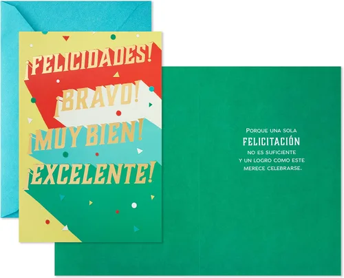 Vista 2 de Hallmark Vida Pack de 4 Tarjetas de Felicitaciones o Graduación Españolas (Felicidades)