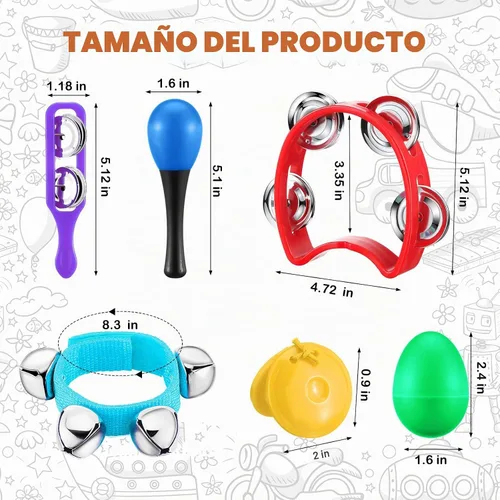 Vista 2 de Silipull Juego de instrumentos musicales Shaker de 72 piezas para niños
