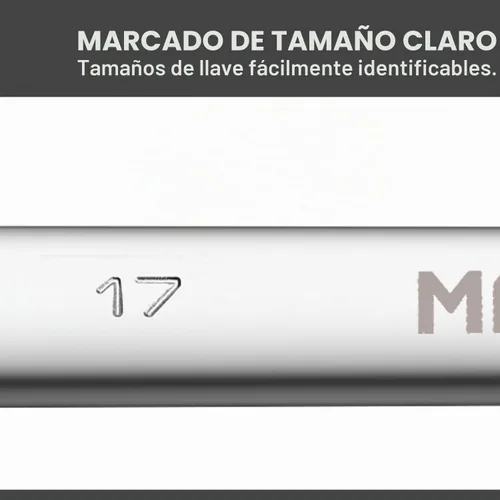 Vista 3 de MAXPOWER - Llave combinada de 0.669 in, llaves de grado industrial con acero al cromo vanadio, acabado arenado, forjado tratado térmicamente, SAE