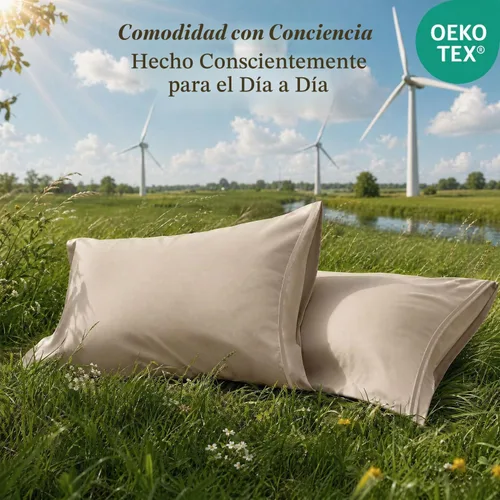 Vista 5 de Threadmill Juego de 2 fundas de almohada tamaño King - 100% algodón puro de 300 hilos, tejido de satén, blanco, fundas de almohada ultra suaves