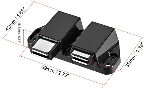Vista 2 de uxcell Pestillo magnético de doble toque para armario puerta armario negro 4pcs