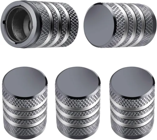 Vista 53 de Tapones para vástago de válvula de neumático, paquete de 5, tapa de aire de neumático N2, metal nitrógeno con forro de plástico, resistente a