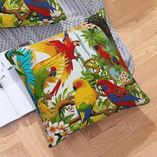 Vista 7 de ChangQingArt Fundas de almohada de lino y algodón de 18 x 18 pulgadas, fundas de cojín cuadradas para sofá cama