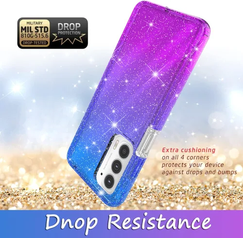 Vista 4 de Cpm- Funda híbrida con purpurina para Samsung Galaxy A23, con purpurina híbrida, color degradado para Samsung Galaxy A23 (azul/morado)