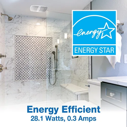 Vista 2 de Air King AK80LS-1 Energy Star Qualified Quiet Series - Ventilador de baño con 80 CFM, acabado blanco