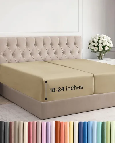 Vista 158 de Sábana bajera ajustable extra profunda Twin XL – Sábana bajera individual de lujo de hotel solamente – Se adapta fácilmente a colchones de 18 a 24