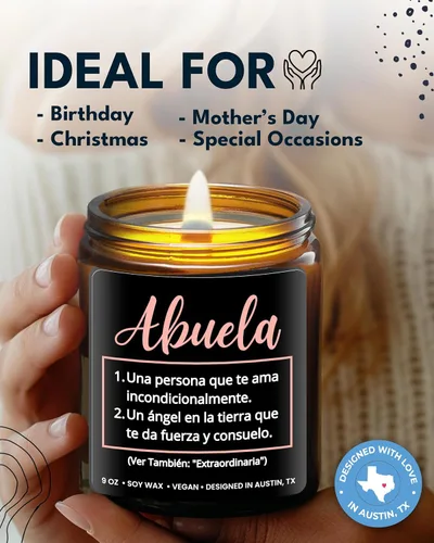 Vista 3 de Vela Abuela, Los Mejores Regalos para Abuela de Nietos en Español, Regalos para Abuela en Español, Regalos Considerados de Nieto o Nieta