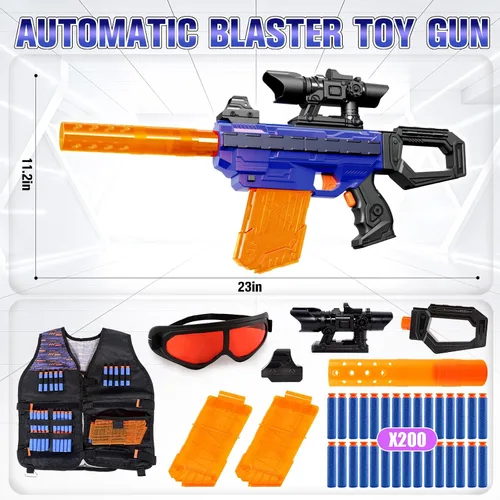 Vista 2 de Pistolas de juguete para niños de 8 a 12 años, rifle de francotirador de juguete eléctrico, francotirador automático de espuma realista con mira