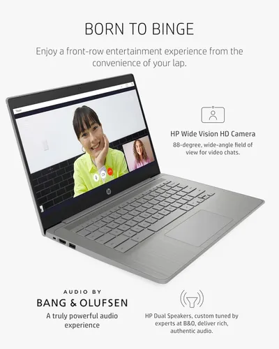 Vista 5 de HP Computadora portátil Chromebook, PC con pantalla HD de 14 pulgadas, Intel Celeron N4120 Quad-Core, 4 GB DDR4 RAM, 64 GB eMMC, USB-C, Wi-Fi 5