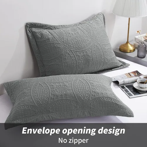 Vista 2 de HOMBYS Juego de 2 fundas de almohada acolchadas de tamaño estándar, estilo moderno con patrón de monedas, cierre de sobre, duraderas, suaves