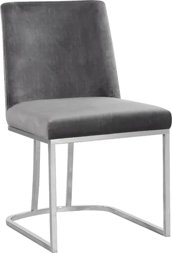 Vista 5 de Meridian Furniture Heidi Collection Modern - Silla de comedor tapizada de terciopelo contemporáneo con marco de metal cromado pulido, juego de 2, 19