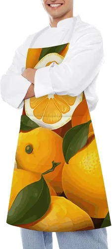 Vista 4 de MUSM Oranges And Lemons Apron，Classic Vintage Funny with Pockets Aprons,Adjustable Bib Waterdrop Resistant for Kitchen Cooking Restaurant BBQ