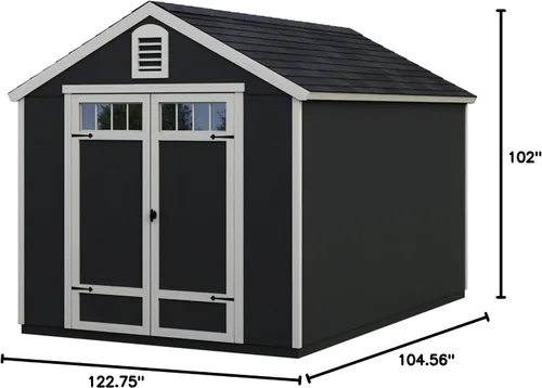 Vista 11 de Handy Home Products Greenbriar - Cobertizo de almacenamiento de 8 x 10 con piso, no incluye pintura ni tejas para techos