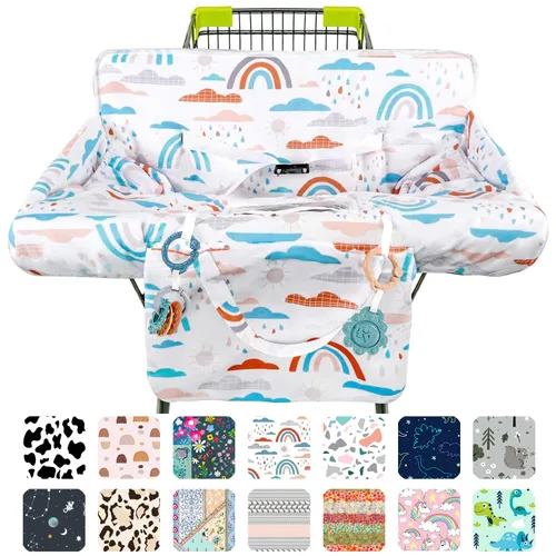 Vista 11 de Funda para carrito de compras para bebé 2 en 1 Funda para silla alta con arnés de seguridad Multifuncional Patrón de manchas blancas Cubiertas