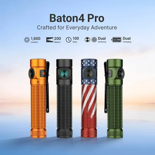 Vista 9 de OLIGHT Baton4 Pro EDC linterna recargable, 1600 lúmenes pequeño bolsillo luz LED con interruptor táctico y carga dual magnética y USB C, IPX8