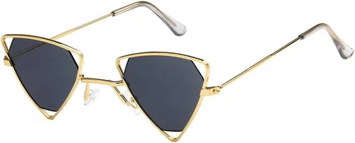 Vista 7 de Shiratori Lentes de sol retro clásicos y elegantes para hombres y mujeres, 100% protección UV, estilo de diseño triangular Negro naranja