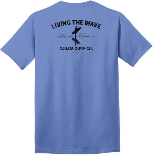 Vista 31 de Koloa Surf - Camisetas de algodón pesado para hombre, tallas grandes y altas Azul acuático/negro buscando diseño de ondas
